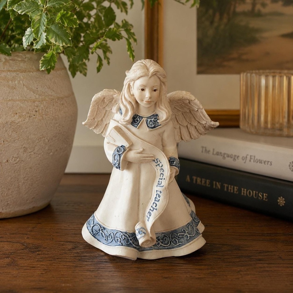 Vintage Sarah's Angels Judith Teacher Figurine 2004 Mindspring Studio Blue Angel